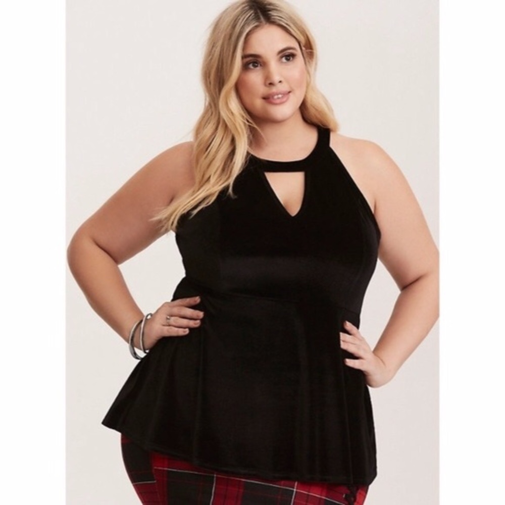 Torrid black velvet peplum top